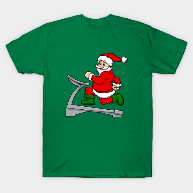 funny treadmill santa claus funny christmas T-Shirt by gossiprag